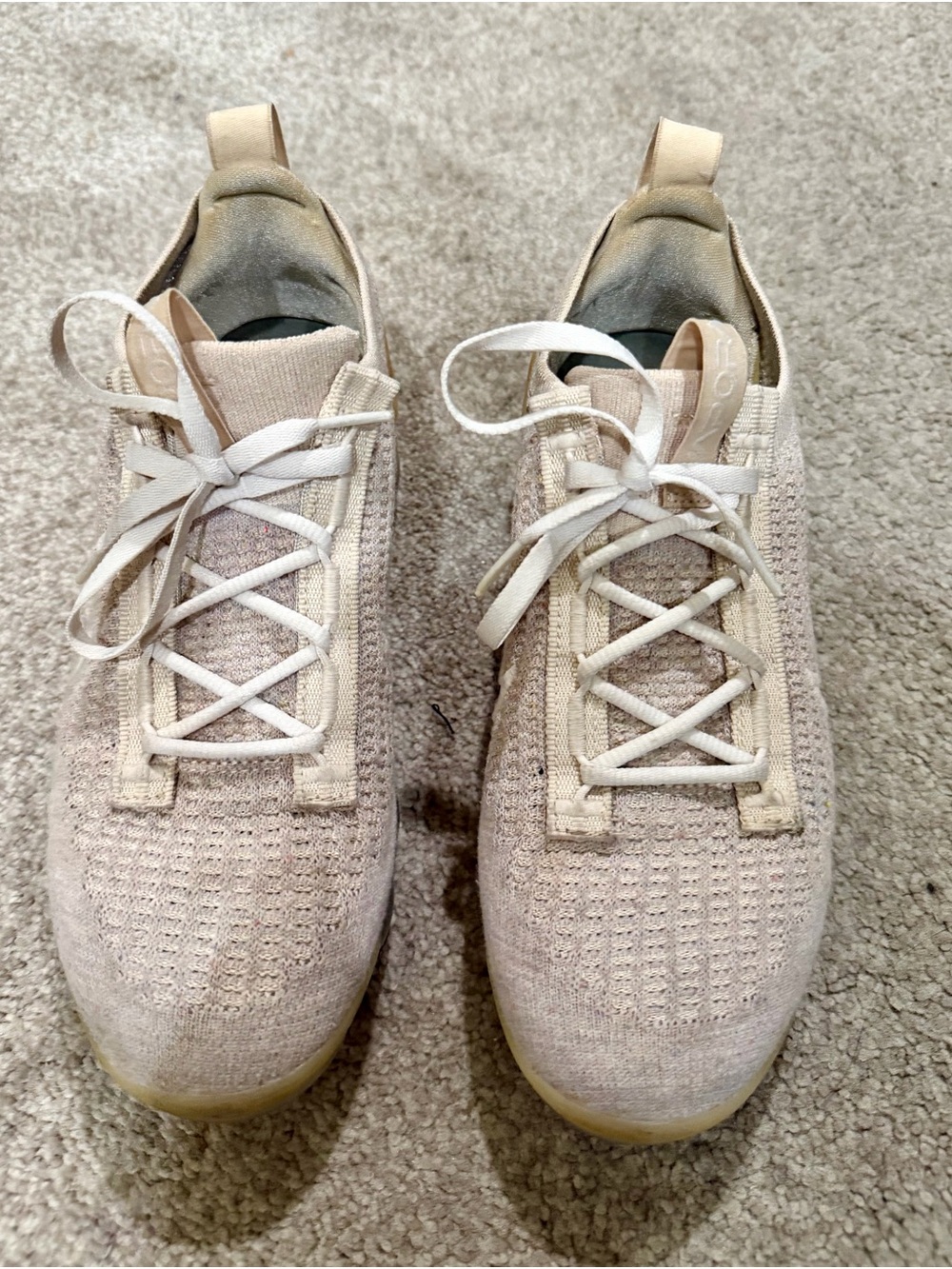 Nike Women's Knit Sneakers in Light Beige and White